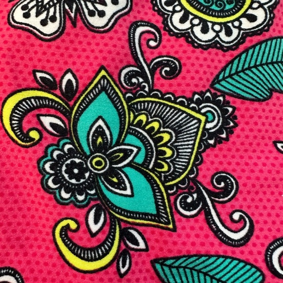 LuLaRoe Tall & Curvy Plus Size 1X Vibrant Pink Polka Dot Paisley Floral Leggings - Picture 3 of 10